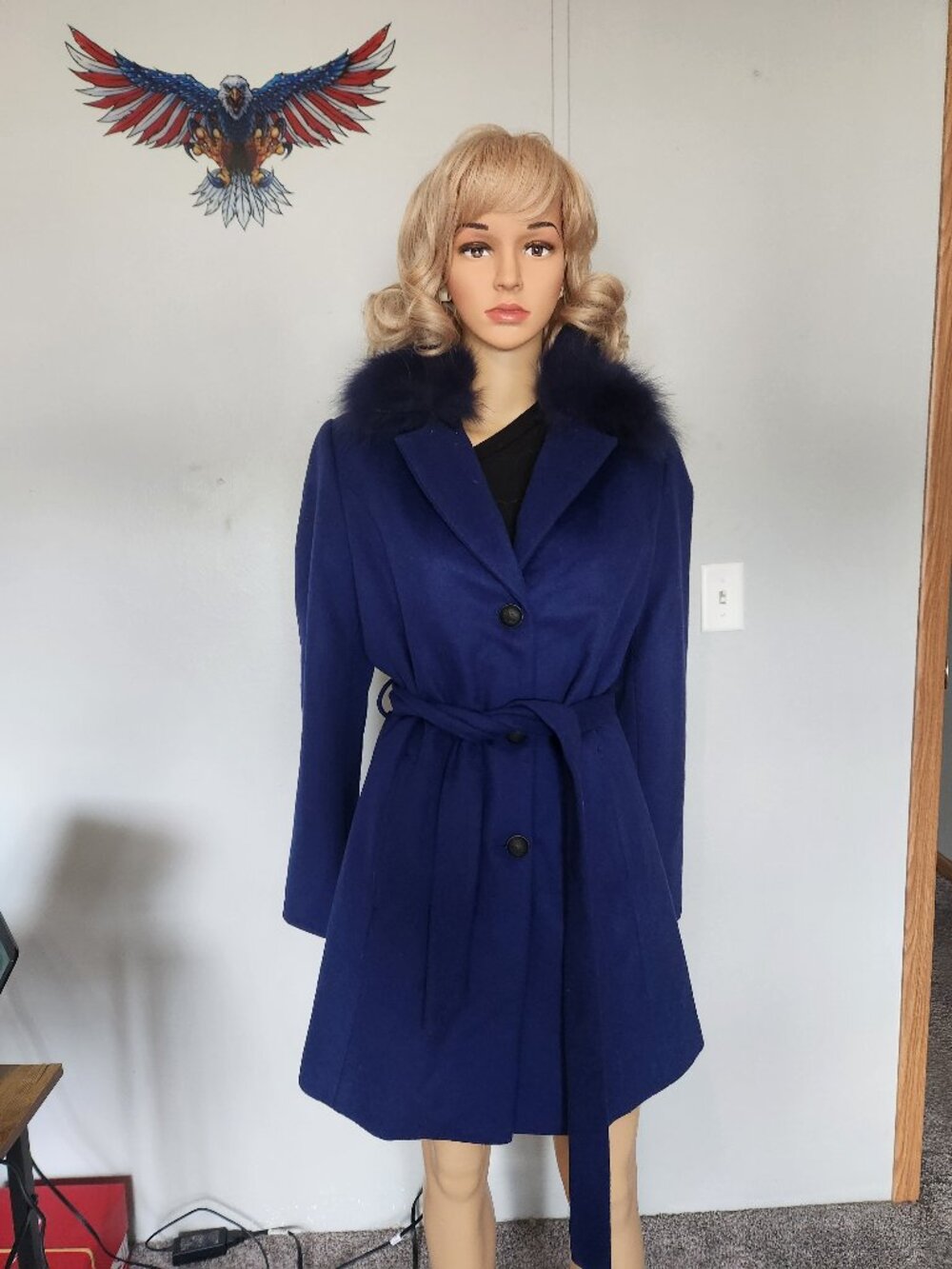 NWT Andrew Marc royal blue wool blend 80%wool, 20% polyester overcoat